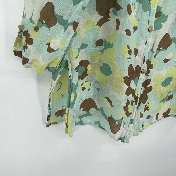 Provence D’amour Shirt Women Large Multicolor Floral Linen Long Sleeve Button-Up - Picture 2 of 11